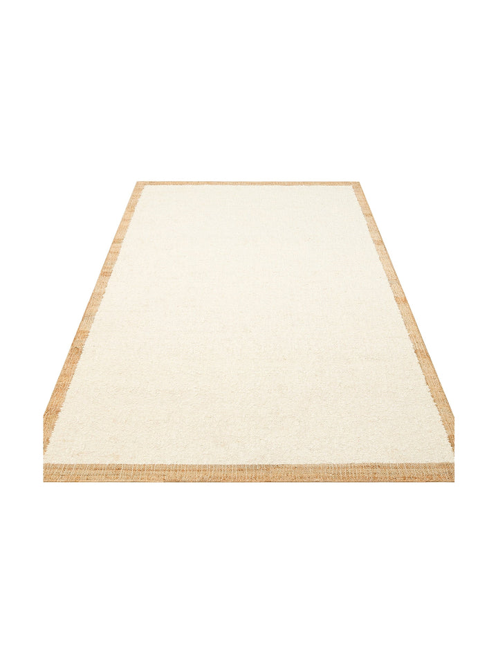 Urumchi 100% Natural Wool Jute Mix Living Room Hall Hallway Kitchen Hand Woven Carpet 01KREMNATURAL