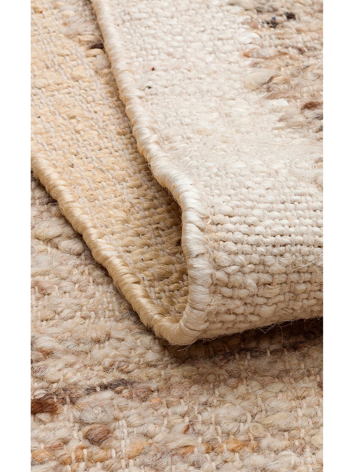 Urumchi 100% Natural Wool Jute Mix Living Room Hall Hallway Kitchen Hand Woven Carpet 01 GREY CREAM