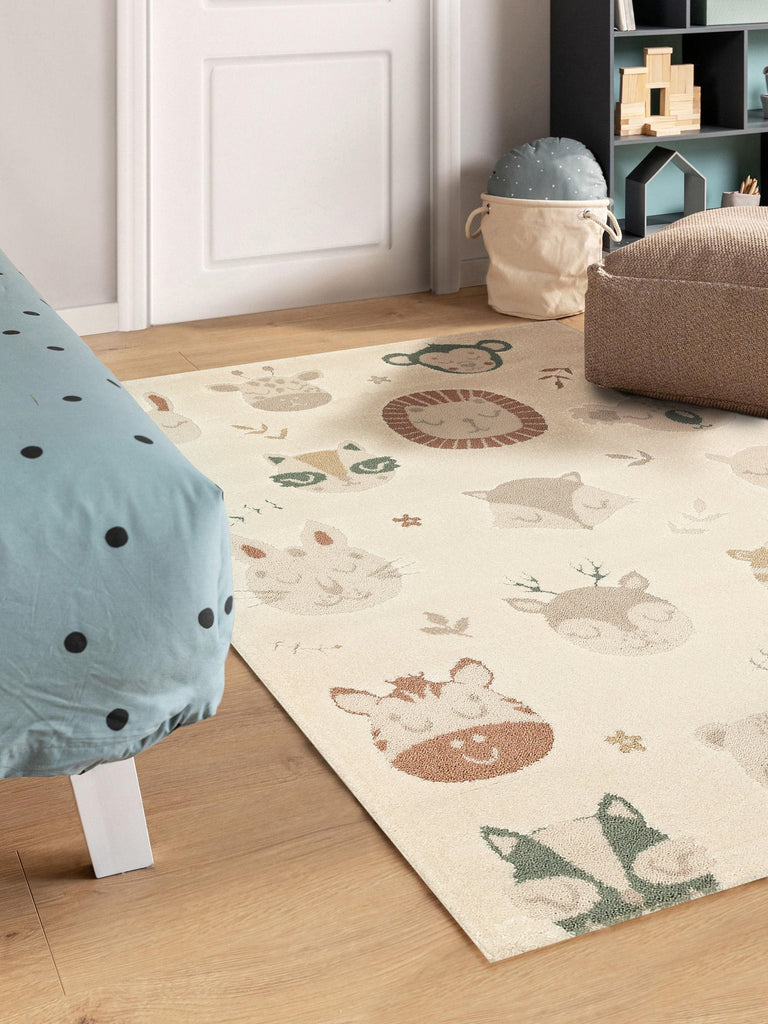 Carpetdocia Kids Pastel Colored Fluff and Dust-Free Children's Carpet 04 CREAM MULTY