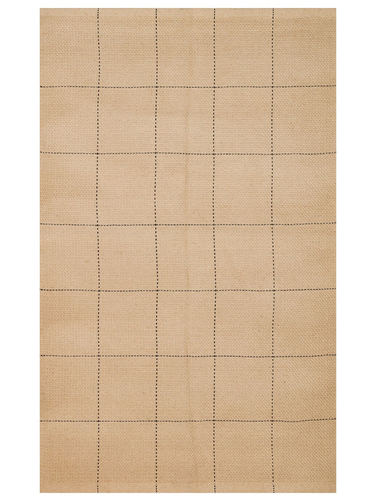 Agra %100 Naturel Jüt ve Pamuk Çift Taraflı Oturma Odası Koridor Mutfak Balkon Modern Kilim 01BLK