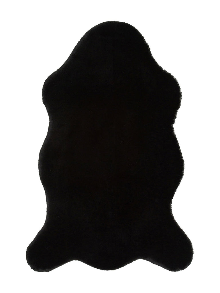 Bunny New Soft Texture Long Hair Washable Rabbit Pelt BLACK SINGLE N