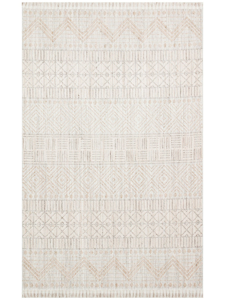 Comfy Modern Desenli Oturma Odası Koridor Antre Yatak Odası Örgü Dokuma Halı 02 GREY BEIGE
