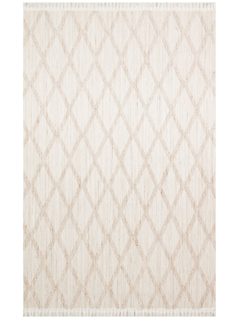 Comfy Modern Desenli Oturma Odası Koridor Antre Yatak Odası Örgü Dokuma Halı 04 BEIGE