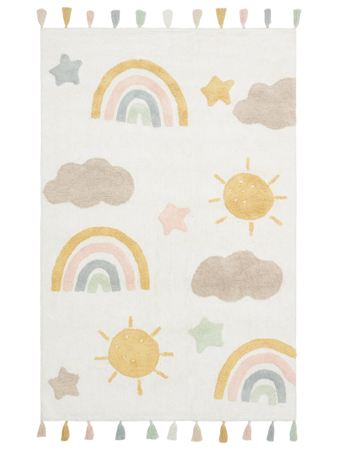 Cotton Baby %100 Naturel Pamuk Yıkanabilir Kaymaz Tabanlı Bebek Halısı 10 MULTY XXW - Carpetdocia