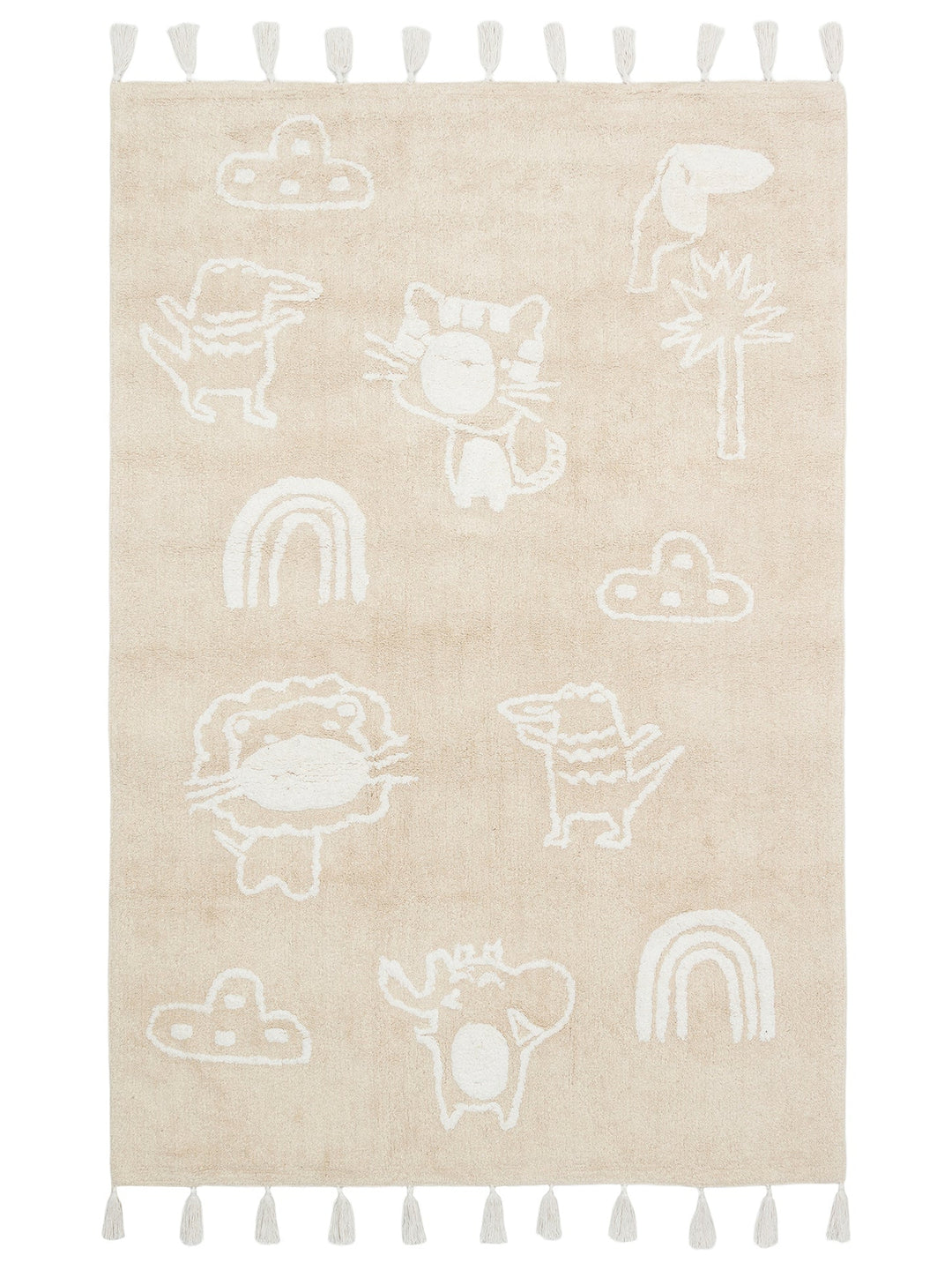 Cotton Baby %100 Naturel Pamuk Yıkanabilir Kaymaz Tabanlı Bebek Halısı 16 BEIGE XXW - Carpetdocia