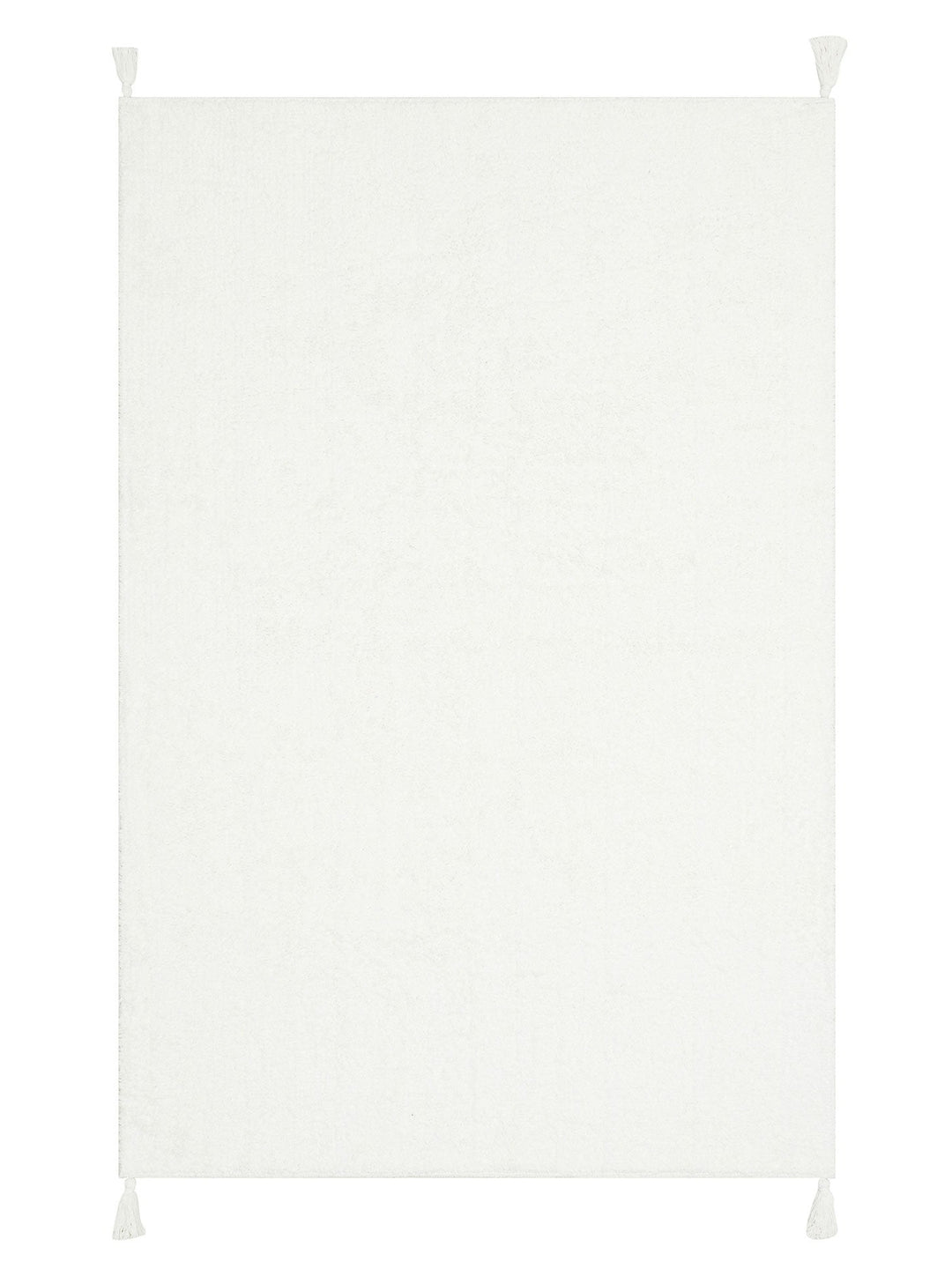 Cotton Baby %100 Naturel Pamuk Yıkanabilir Kaymaz Tabanlı Bebek Halısı PLAIN WHITE - Carpetdocia