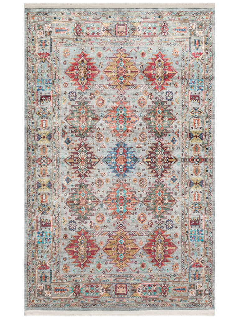 Historic Series Non-Slip Antique Patterned Living Room Living Room Corridor Kitchen Washable Carpet 06 AQUA