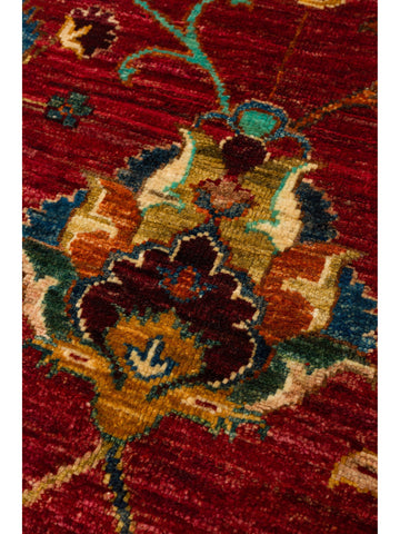 El dokuma Afgan halı kırmızı detay 276x367 cm
