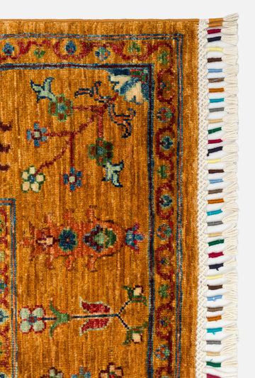 El dokuma Afgan halı safran nar çiçeği desenli 153x211 cm desen detayı