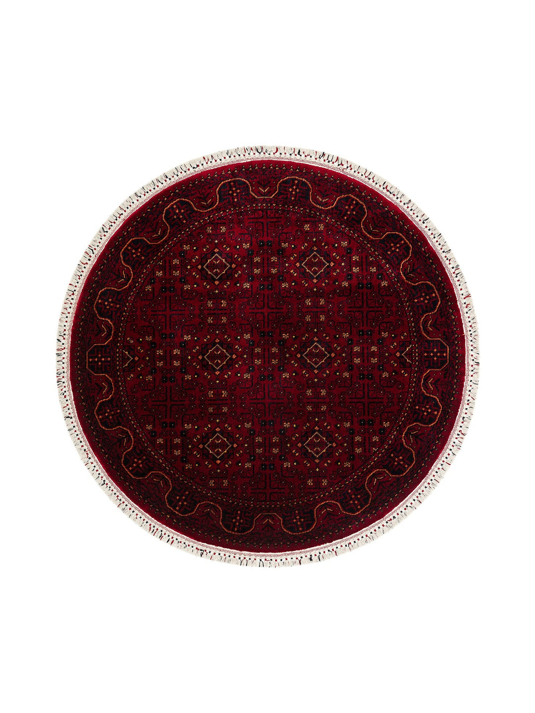 Kabil Afgan Yağcıbedir Desenli El Emeğiyle Özel Tezgahlarda Üretilen Tensel Uşak Halısı 960 RED Q - Carpetdocia