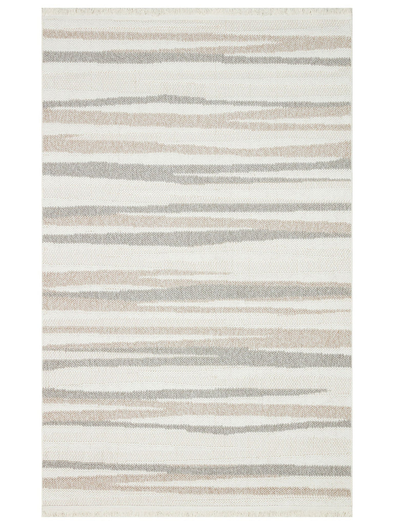 Mali Yumuşak Tuşeli Örgü Dokuma Oturma Odası Koridor Antre Yatak Odası Modern Halı 02 WHITE BEIGE
