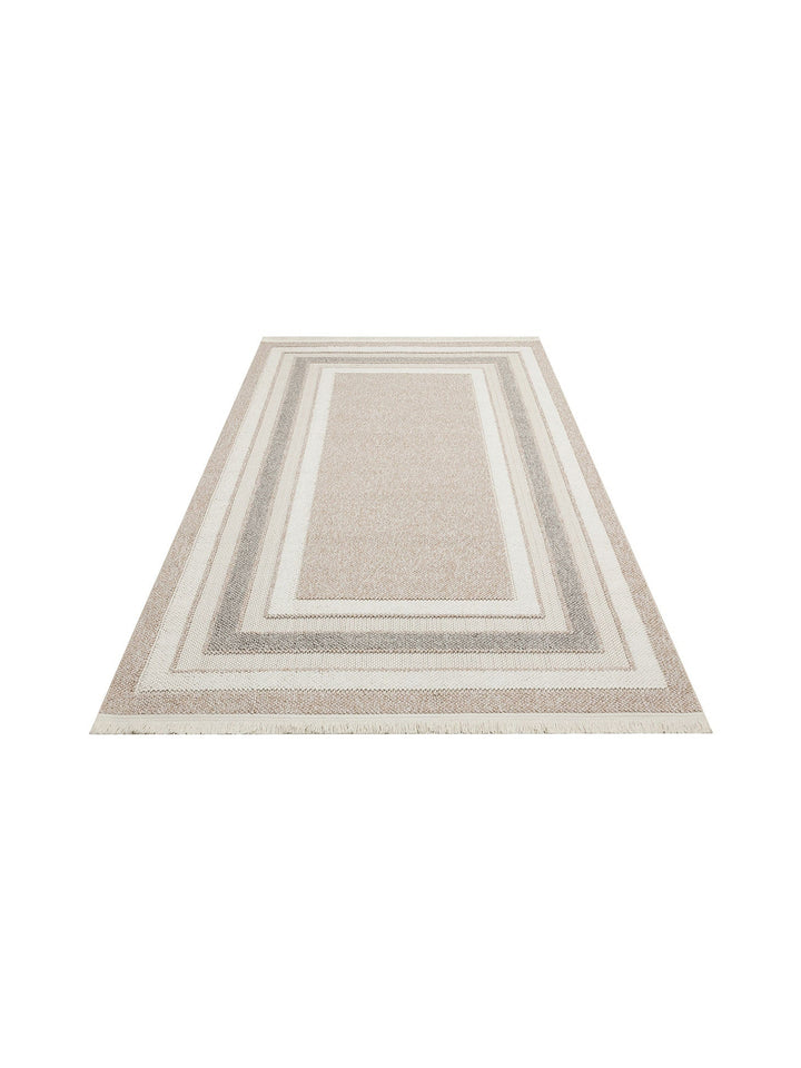 Mali Yumuşak Tuşeli Örgü Dokuma Oturma Odası Koridor Antre Yatak Odası Modern Halı 04 BEIGE GREY - Carpetdocia