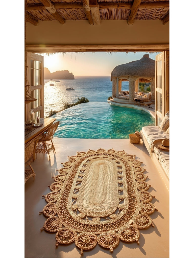 Only Jüt Yuvarlak ve Oval %100 Naturel Oturma Odası Antre Mutfak Balkon El Dokuma Halı CA109NATXW