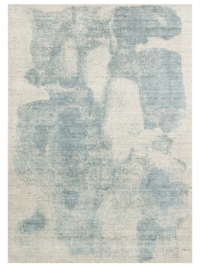 سجادة يدوية نسج من سلسلة باليت، 100% صوف طبيعي، فيسكوز، قطن، لغرفة الجلوس على الطراز الإسكندنافي، لون بيج وأزرق