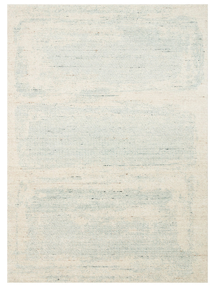 Palette Serisi %100 Naturel Yün Viskon Pamuk El Dokuma İskandinav Salon Oturma Odası Halı BEIGE TEAL - Carpetdocia