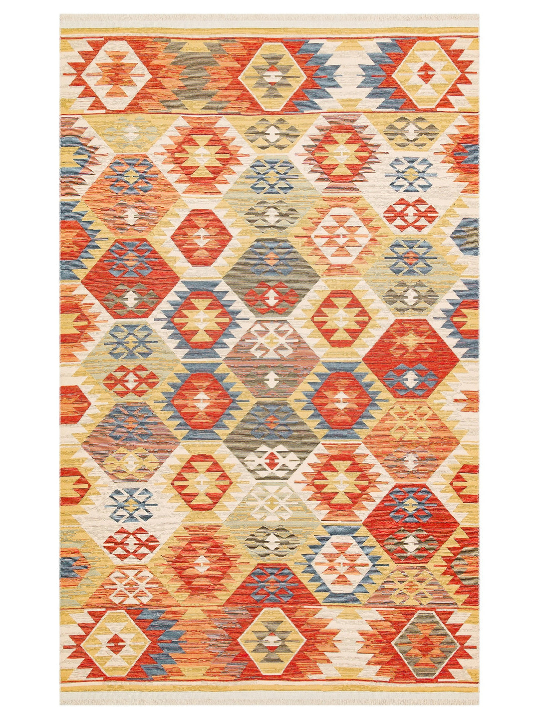Rota Yıkanabilir, Çift Taraflı Kullanıma Uygun Yumuşak Tuşeli Otantik Kilim 01 MULTY - Carpetdocia