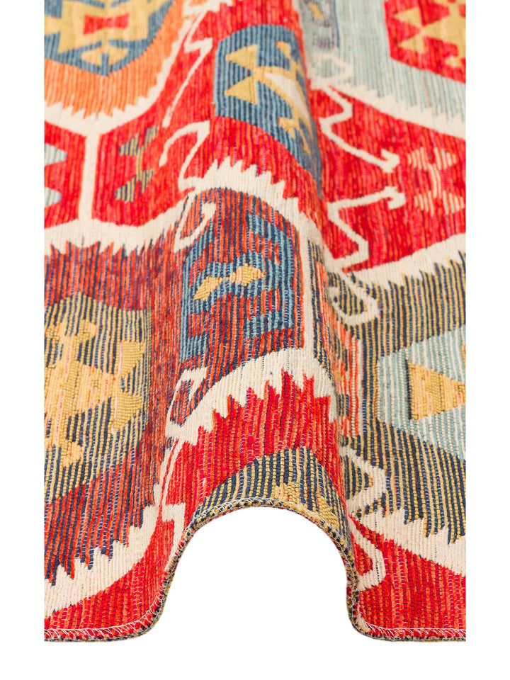 Rota Yıkanabilir, Çift Taraflı Kullanıma Uygun Yumuşak Tuşeli Otantik Kilim 06 RED - Carpetdocia
