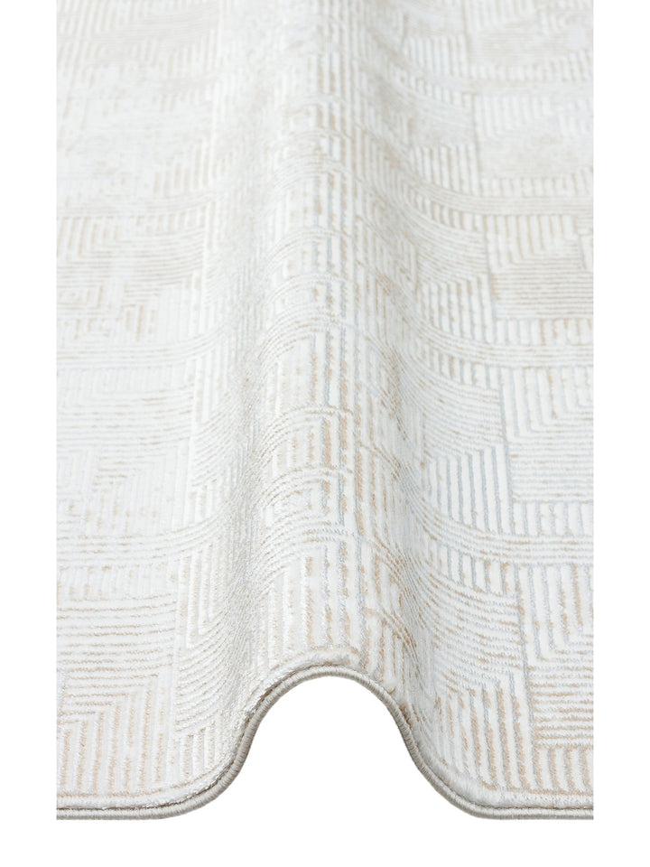 Smooth Yıkanabilir Kaymaz Parlak Oturma Odası Salon Koridor İnce Dokuma Modern Halı 109 CREAM BEIGE - Carpetdocia