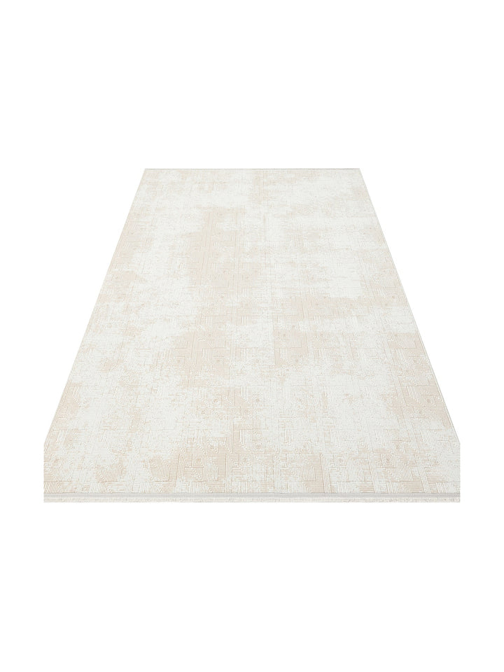 Smooth Yıkanabilir Kaymaz Parlak Oturma Odası Salon Koridor İnce Dokuma Modern Halı 109 CREAM BEIGE - Carpetdocia