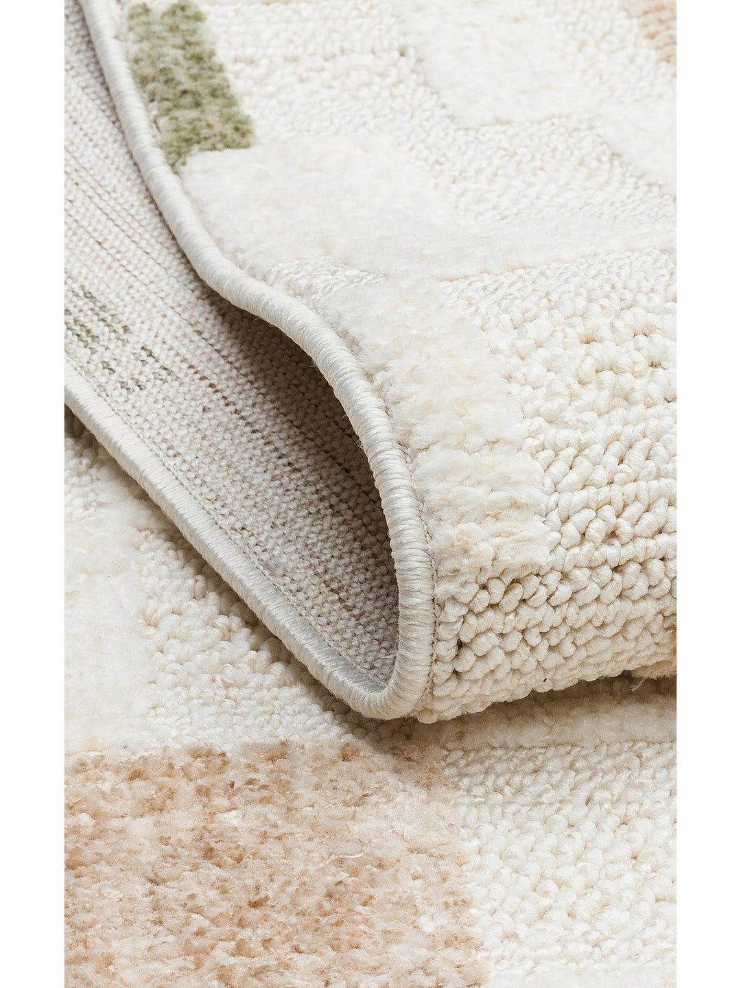 Style Hav Toz Vezmez Yumuşak Dokulu Oturma Odası Salon Koridor Antre Modern Halı 02 GREEN BEIGE - Carpetdocia