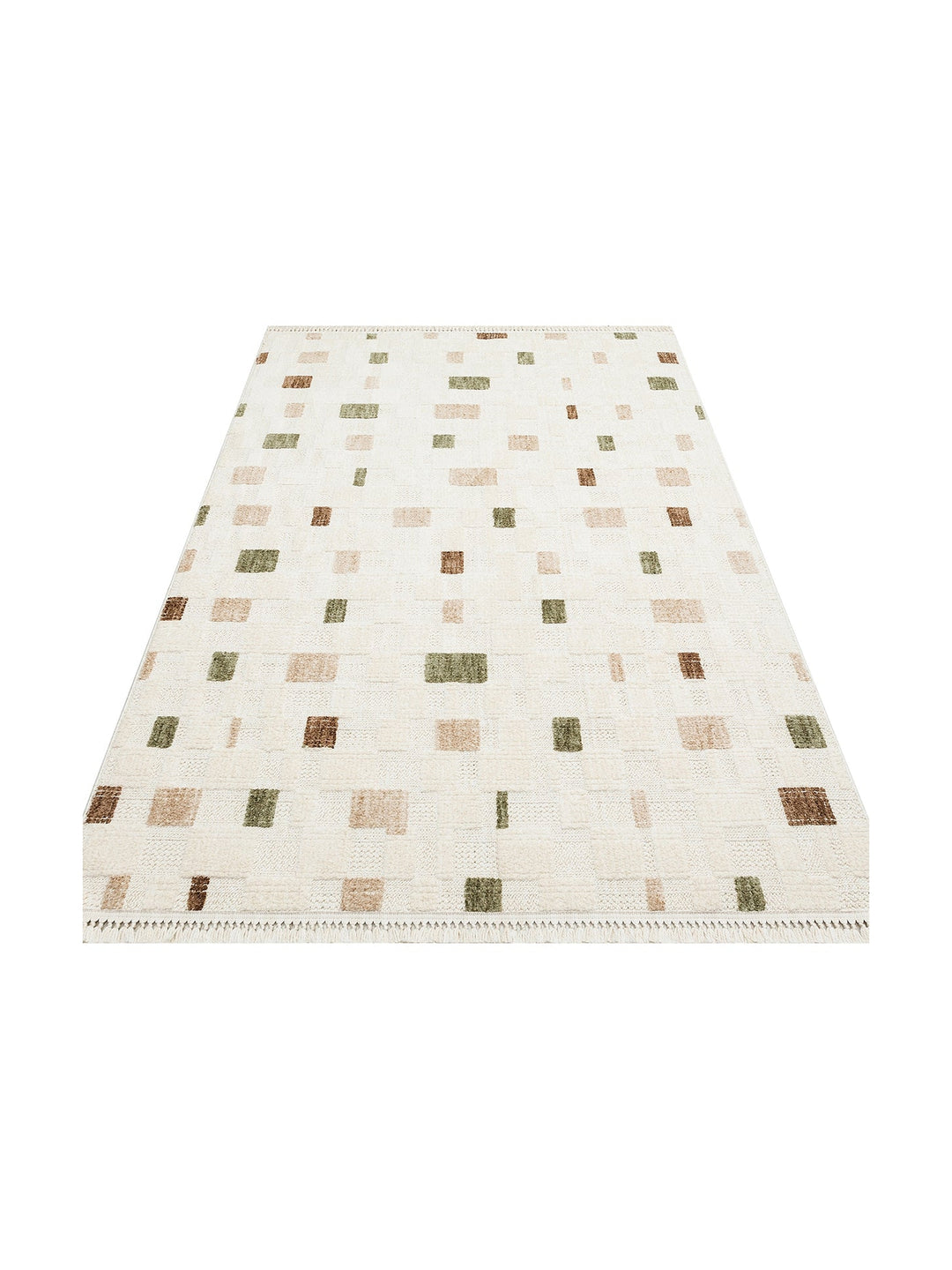 Style Hav Toz Vezmez Yumuşak Dokulu Oturma Odası Salon Koridor Antre Modern Halı 02 GREEN BEIGE - Carpetdocia