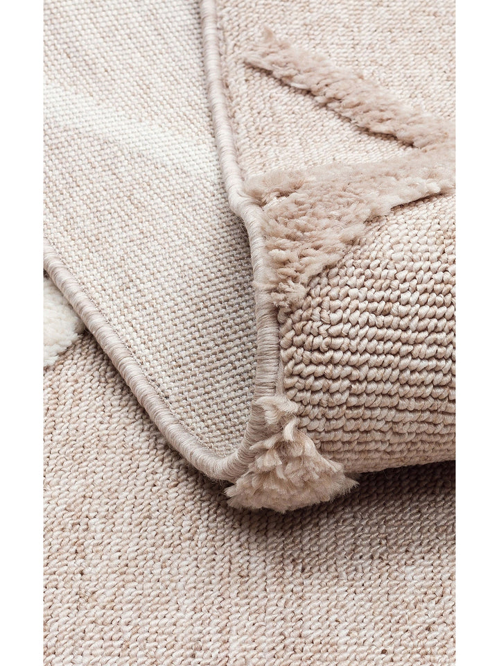 Tabasco Serisi Etnik Desenli Oturma Odası Salon Koridor Modern İskindinav Halı TAB 03 BEIGE WHITE - Carpetdocia
