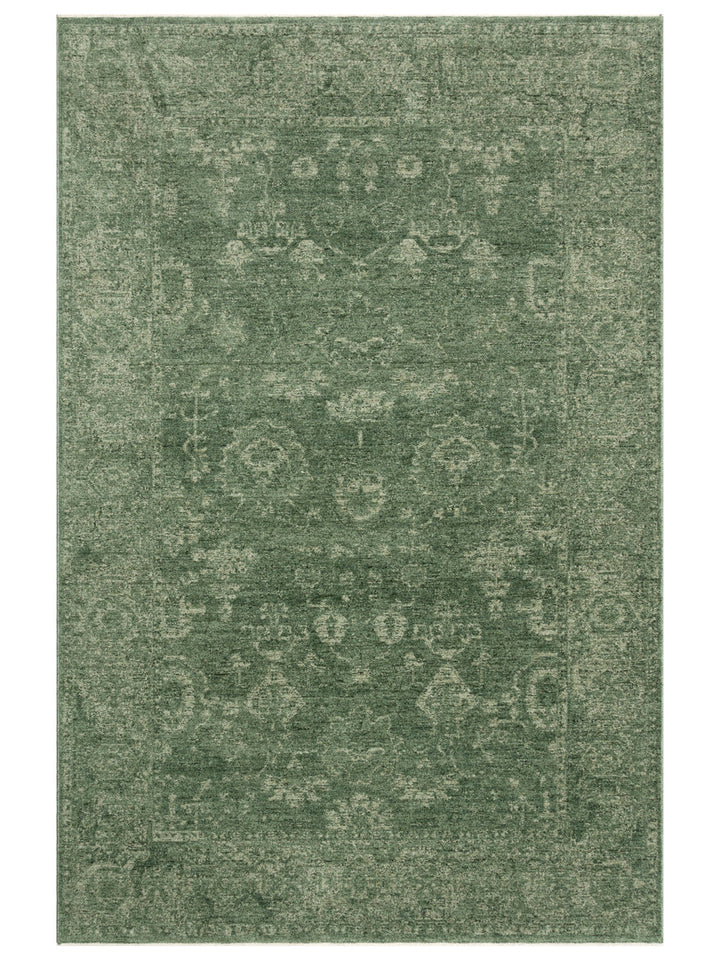 Tebriz Serisi Vintage Eskitme Desenli Modern Yumuşak Dokulu Halı 02 GREEN