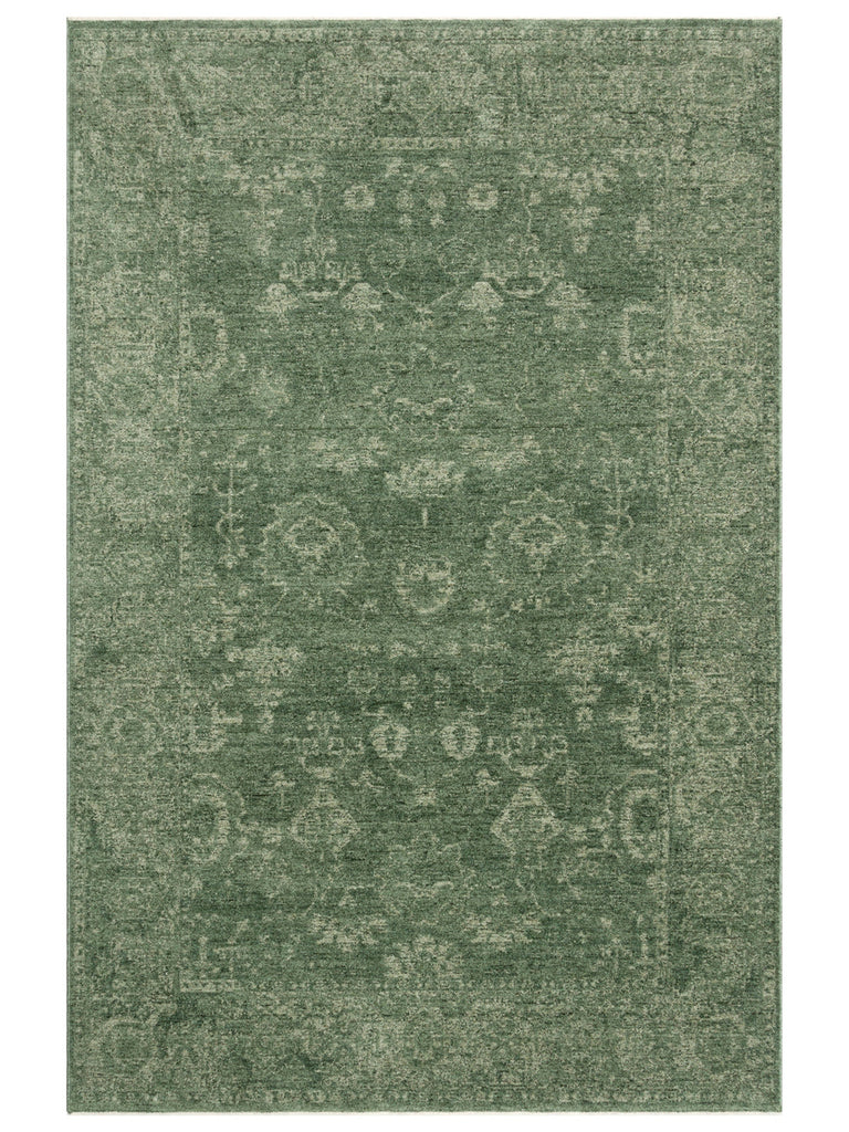 Tebriz Serisi Vintage Eskitme Desenli Modern Yumuşak Dokulu Halı 02 GREEN