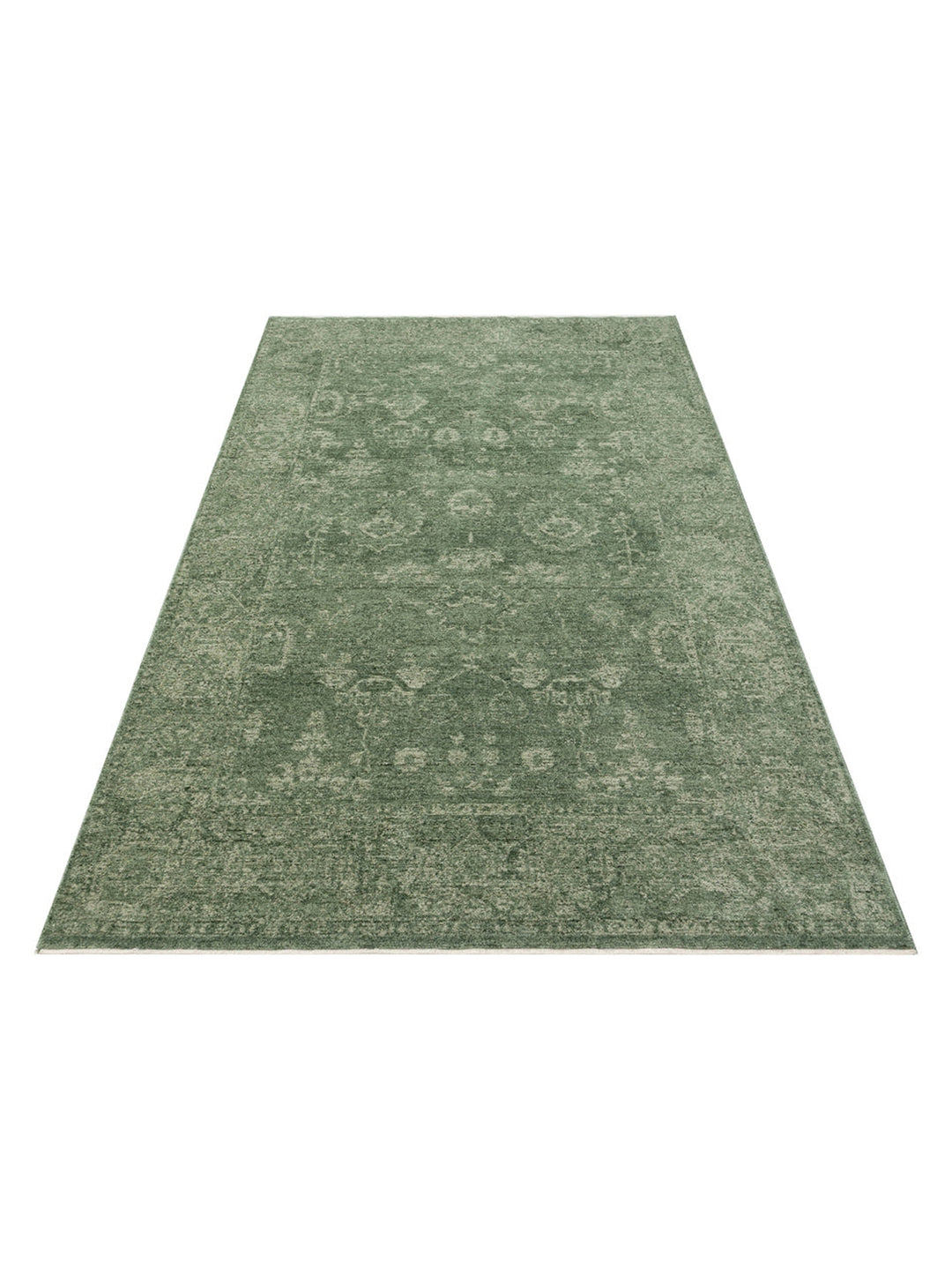 Tebriz Serisi Vintage Eskitme Desenli Modern Yumuşak Dokulu Halı 02 GREEN