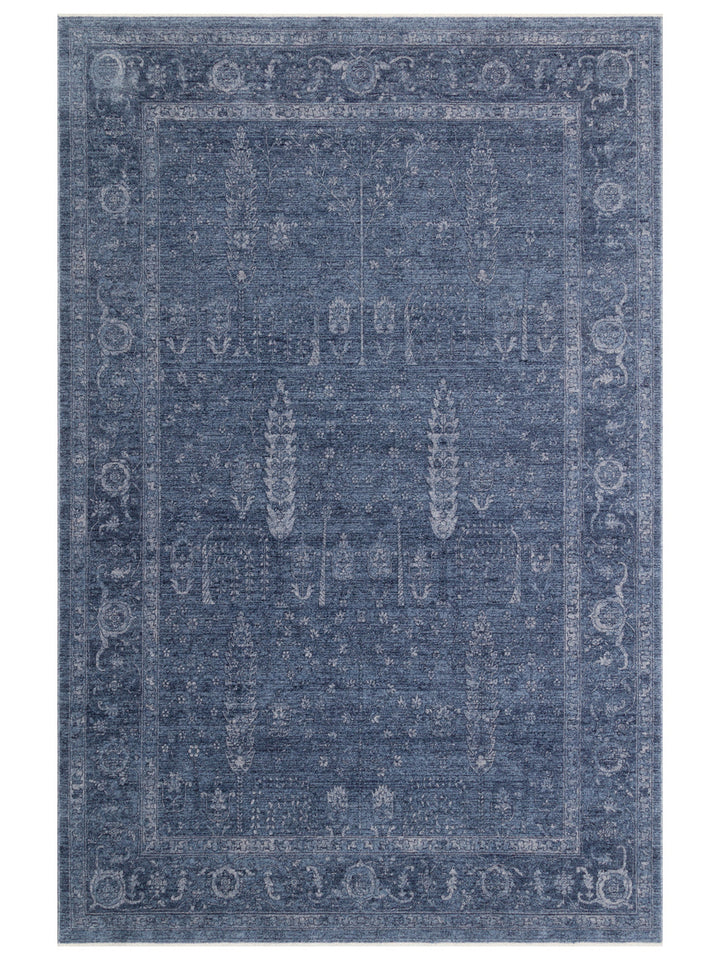Tebriz Serisi Vintage Eskitme Desenli Modern Yumuşak Dokulu Halı 03 NAVY