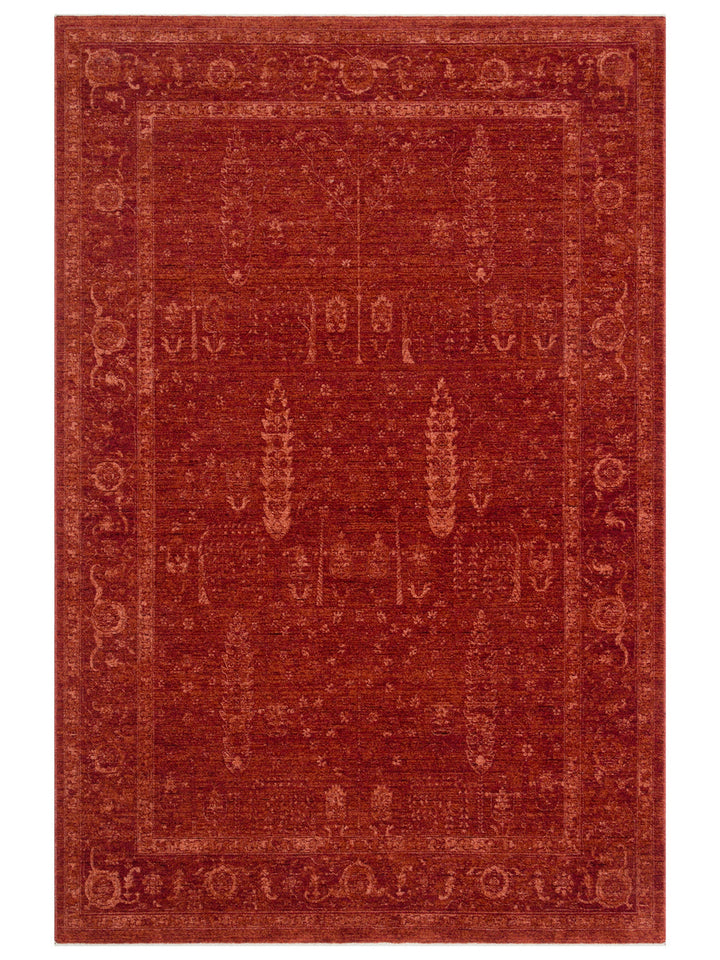 Tebriz Serisi Vintage Eskitme Desenli Modern Yumuşak Dokulu Halı 03 RED