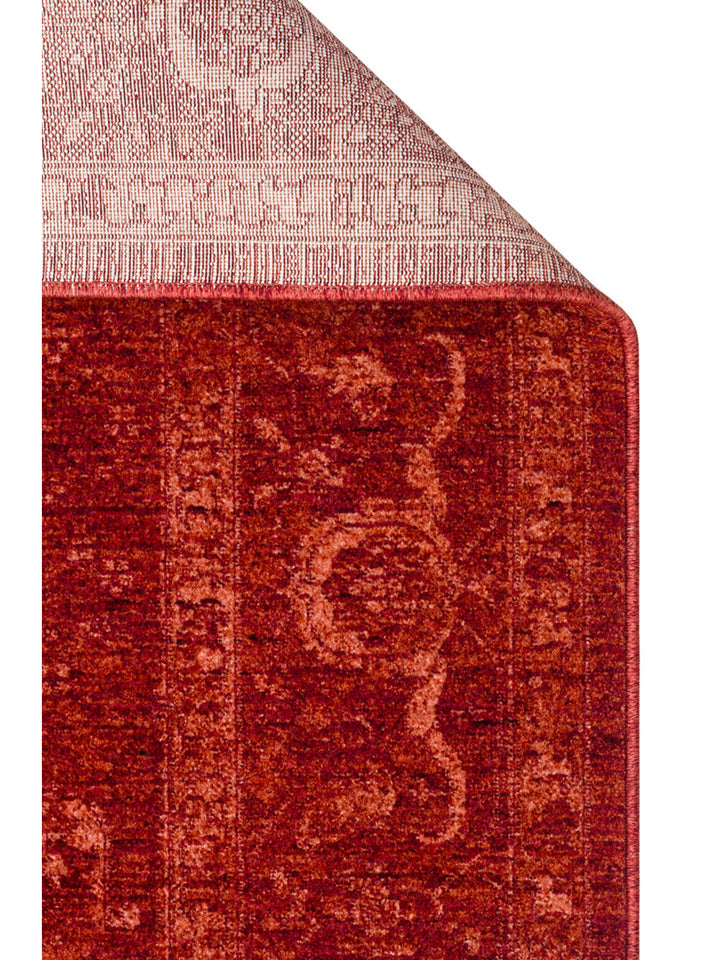 Tebriz Serisi Vintage Eskitme Desenli Modern Yumuşak Dokulu Halı 03 RED