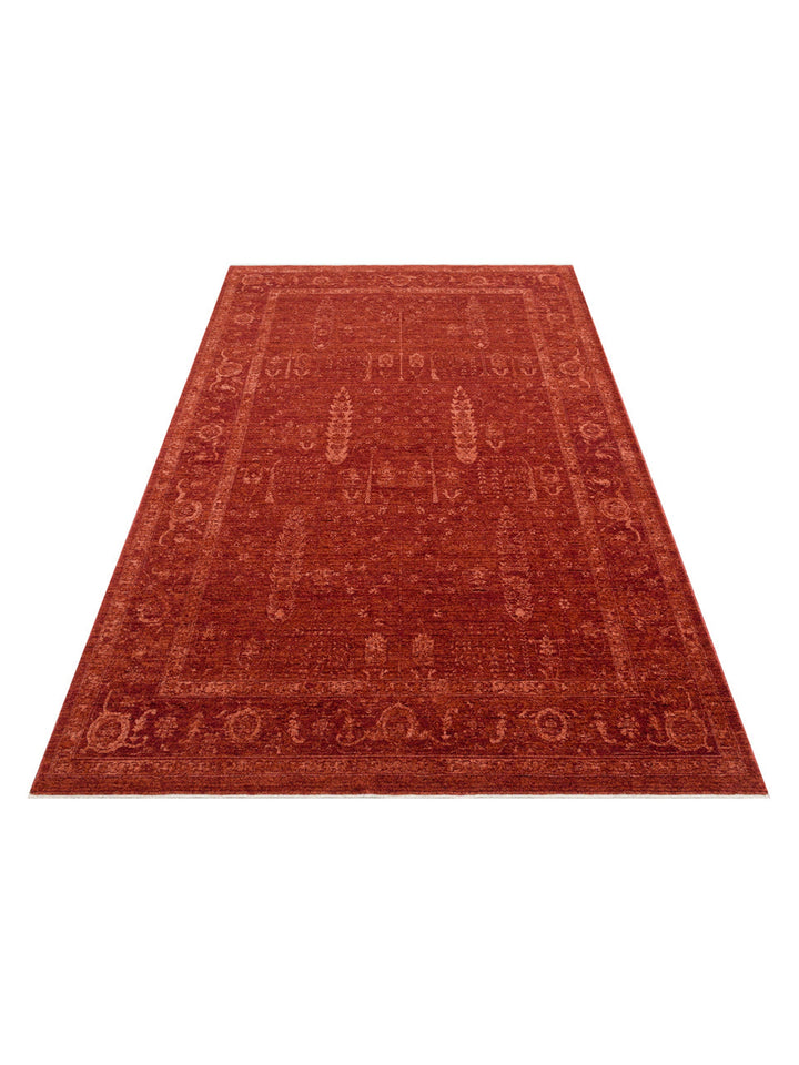 Tebriz Serisi Vintage Eskitme Desenli Modern Yumuşak Dokulu Halı 03 RED