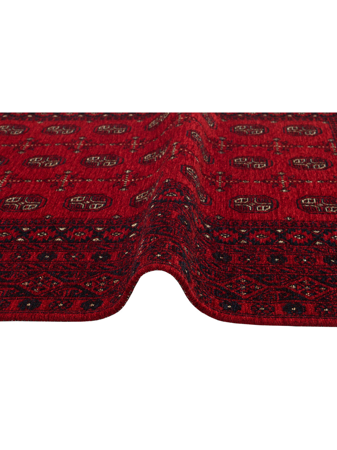Uygur Afgan Yağcıbedir Desenli Yıkanabilir Kaymaz Oturma Odası Salon Koridor İnce Dokuma Halı 04 RED - Carpetdocia