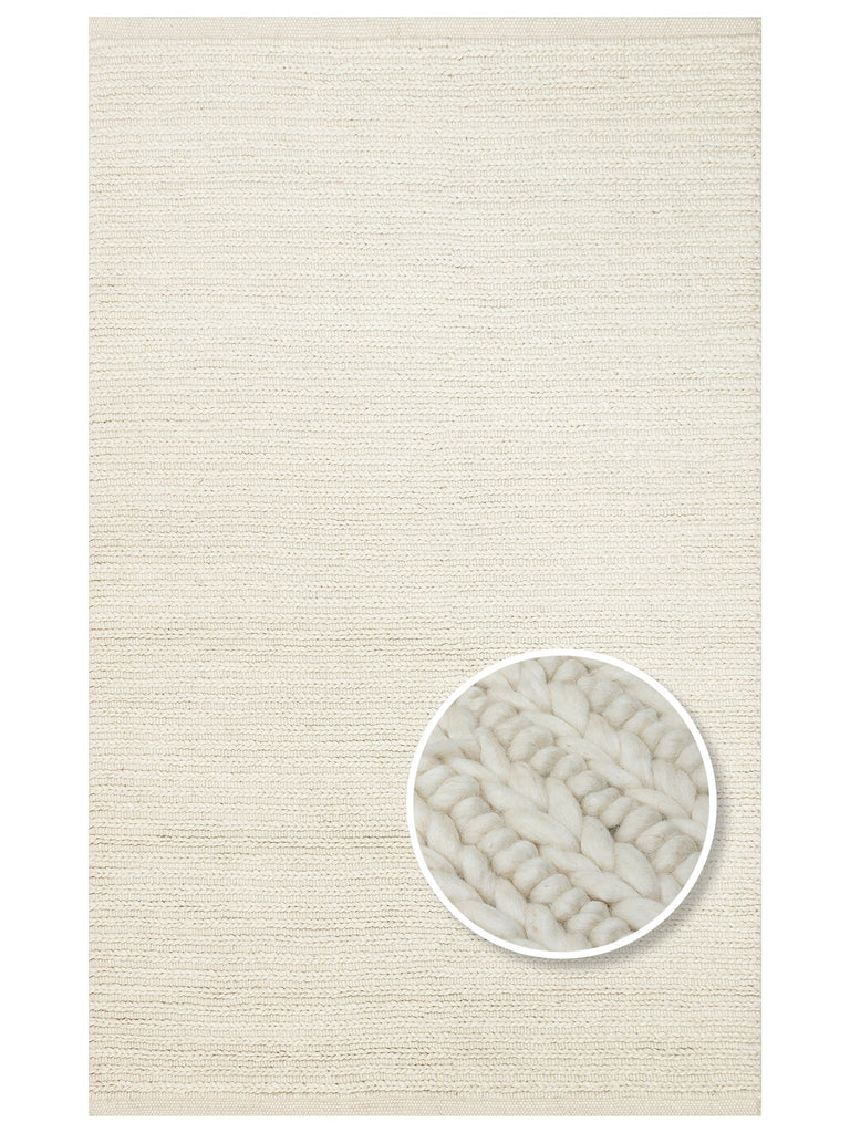 Woolstar 100% Natural Sweater Patterned Living Room, Hallway, Entrance, Hand-Woven Knitted Carpet 07 WHITE