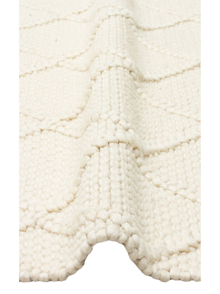 Woolstar %100 Naturel Kazak Desenli Salon Oturma Odası Koridor Antre El Dokuma Örgü Halı DIAMONDCREM - Carpetdocia