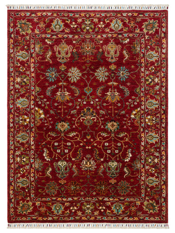 El dokuma Afgan halı kırmızı bitkisel desen 155x206 cm