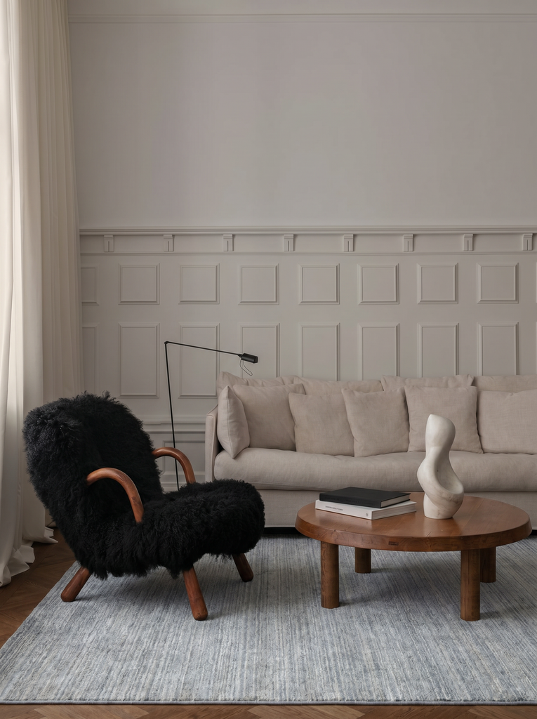 Amore Series 100% Natural Banana Silk Viscose and Cotton Blend Handwoven Living Room Carpet GREY