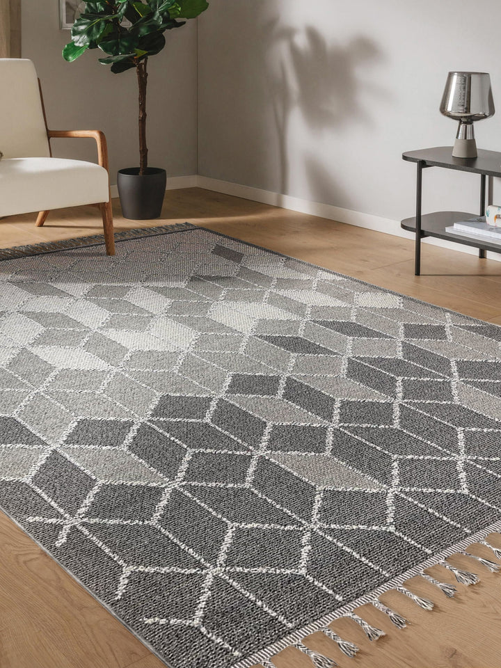 Ole Series Wicker Woven Living Room Hall Hallway Entrance Kitchen Modern Scandinavian Carpet 03 GREY