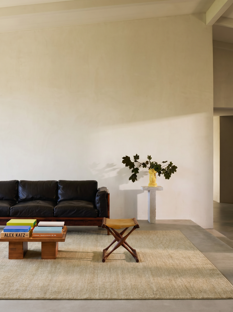 Brasilia El Emeğiyle Üretilen Modern Sade Şık TENCEL™ Özel Kara Tezgah Halısı PLAIN GREEN
