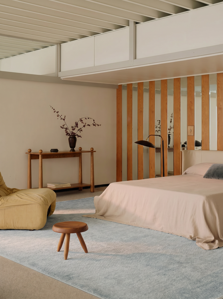 Brasilia El Emeğiyle Üretilen Modern Sade Şık TENCEL™ Özel Kara Tezgah Halısı PLAIN SKY BLUE