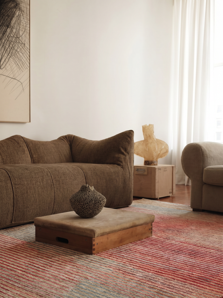 Burj Serisi %100 Naturel El Emeğiyle Üretilen TENCEL™ Kara Tezgah Halı 03 MULTY