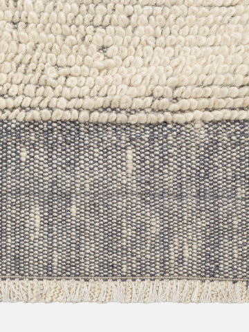 Casablanca %100 Yün El Emeği ile Üretilen Bukle Halı IVORY DENIM saçak detayı