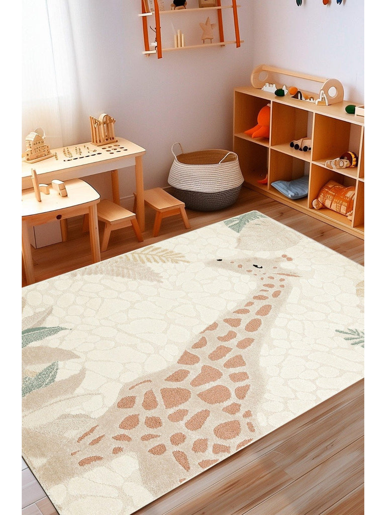 Carpetdocia Kids Pastel Colored Fluff and Dust-Free Children's Carpet 08 CREAM MULTY