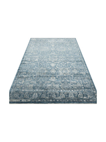 Çırağan %100 Naturel Özel Işıltılı El Emeği ile Özel Tezgahlarda Üretilen TENCEL™ Uşak Halısı 02 NVY - Carpetdocia
