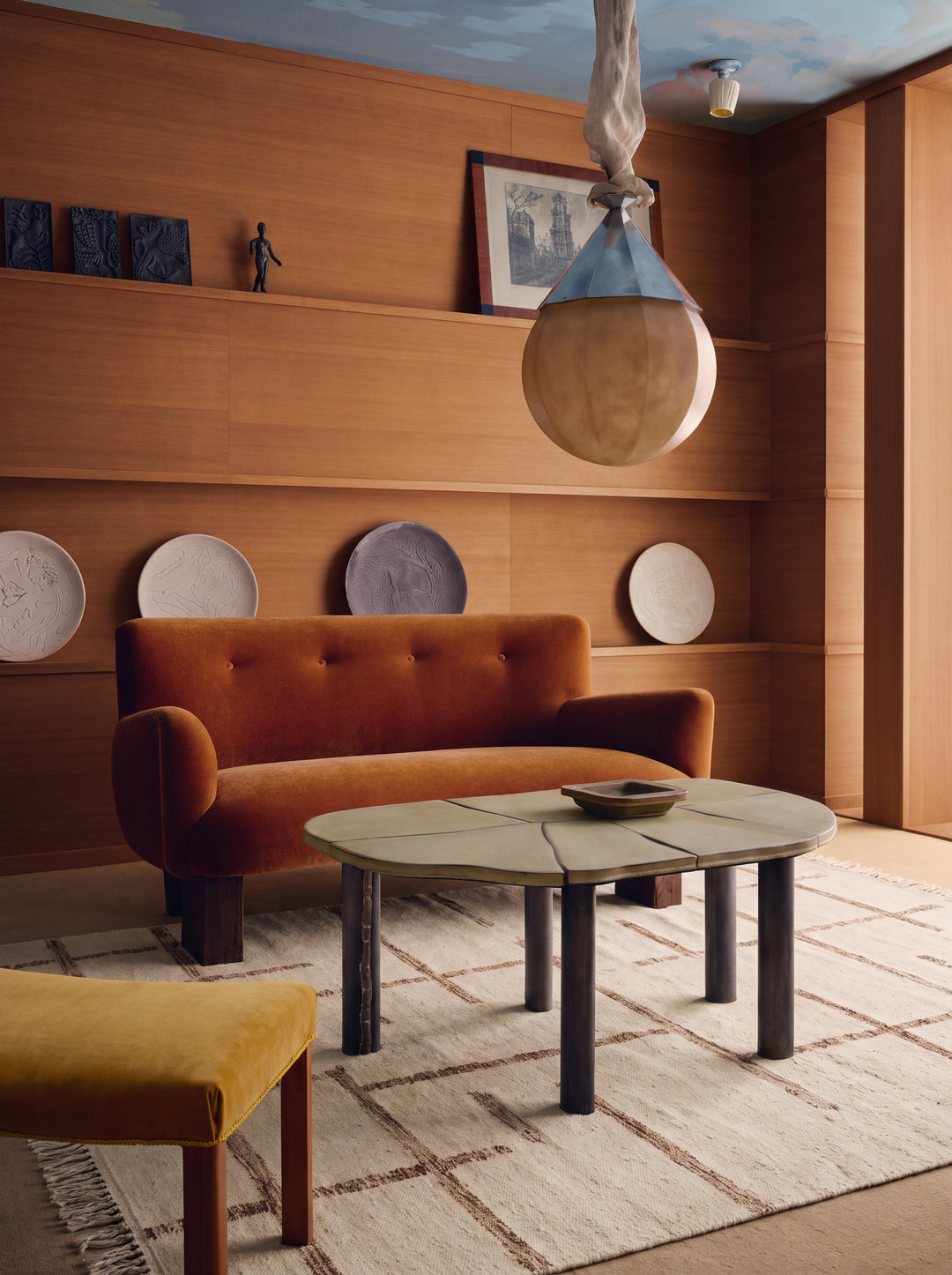 Cordoba Serisi Yeni Zelanda Yünü ve Pamuk Saçaklı Oturma Odası Salon Modern El Dokuma Kilim 05 IVORY BROWN mekan görünümü 1