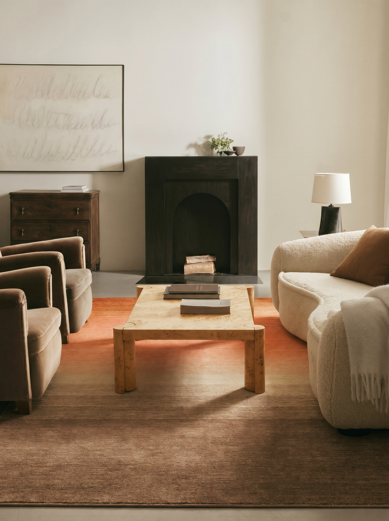 Donatella Series 100% New Zealand Wool Handwoven Gradient Living Room Carpet JAM BROWN