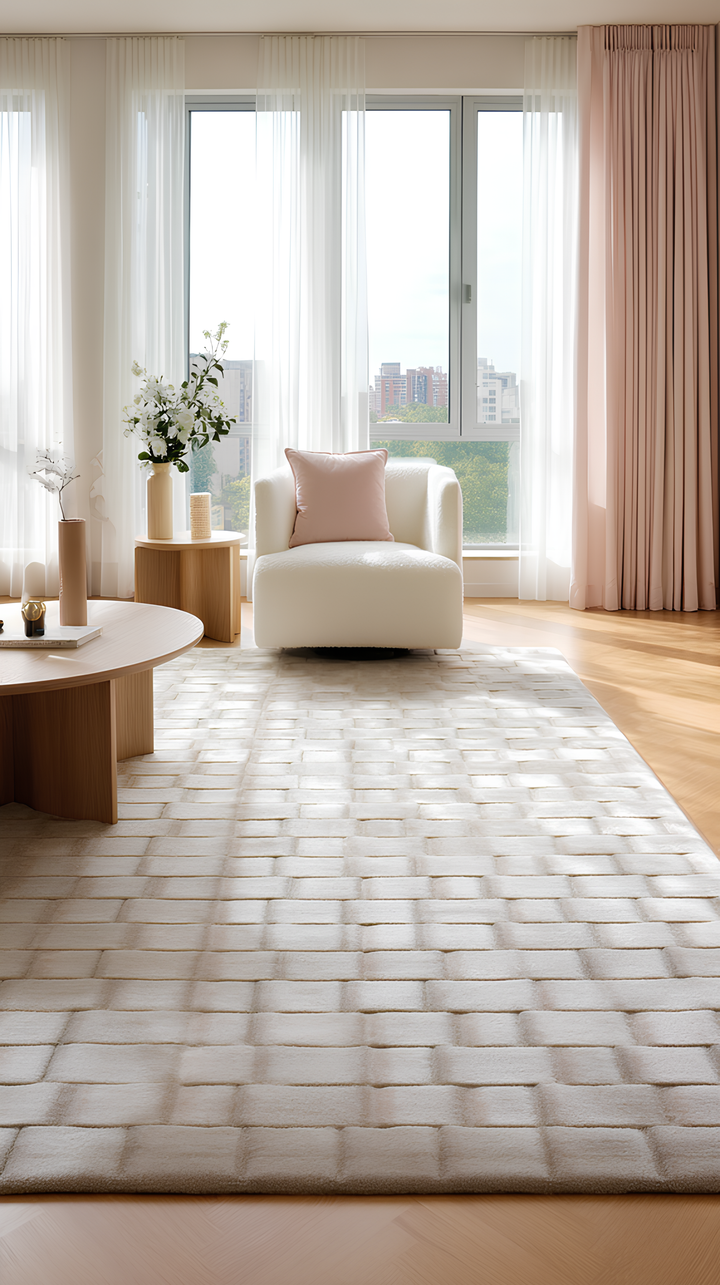 Fluffy Serisi 3D Oyma El Dokuma Salon Oturma Odası Yatak Odası Koridor Antre Modern Halı SILVER