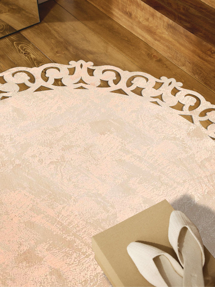 Engraving Classic and Modern Processing and Carving Shiny Bordered Artificial Leather Carpet 05 BEIGE COPPER Q