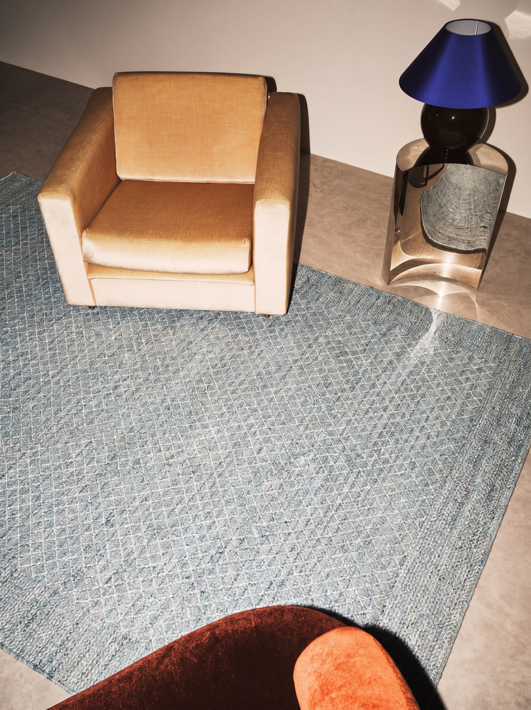 Herringbone Serie handgewebter moderner ethnischer Wohnzimmer Sitzbereich Schlafzimmer Teppich BLUE